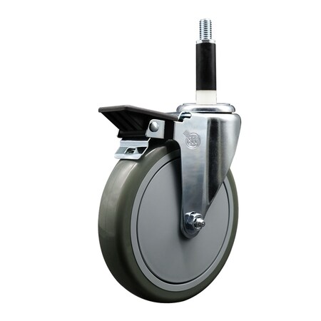 Service Caster 6'' Gray Poly Swivel 7/8'' Expanding Stem Caster with Brake SCC-EX20S614-PPUB-PLB-78